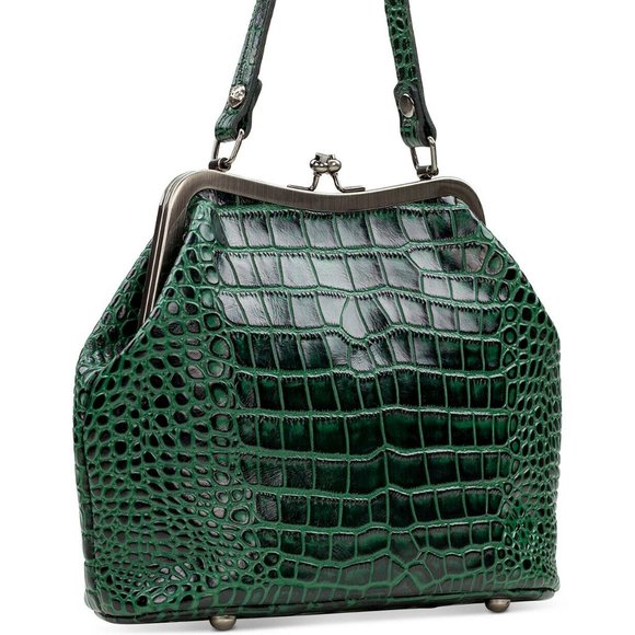 NWT Patricia Nash Green Crocodile print Leather Satchel Crossbody - Picture 6 of 8